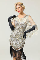 Load image into Gallery viewer, 1920s Gold Flower Sequin Women Cape