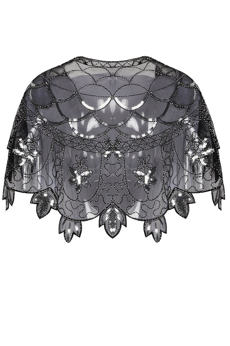 Load image into Gallery viewer, 1920s Gold Flower Sequin Women Cape