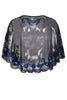 Load image into Gallery viewer, Black Sequin 1920s Batwing Shawl