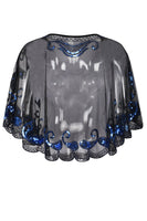 Load image into Gallery viewer, Black Sequin 1920s Batwing Shawl