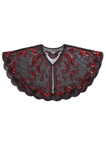 Black Sequin 1920s Batwing Shawl