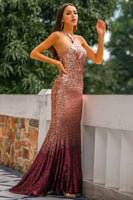 Load image into Gallery viewer, Sparkly Sequins Halter Long Formal Dress