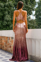 Load image into Gallery viewer, Sparkly Sequins Halter Long Formal Dress