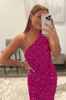 Load image into Gallery viewer, Sparkly Hot Pink Mermaid Sequins Long Formal Dress