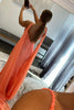 Load image into Gallery viewer, Orange Watteau Train Sequins Long Formal Dress