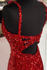 Load image into Gallery viewer, Sheath Spaghetti Straps Red Sequins Formal Dress with Split Front