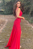 Load image into Gallery viewer, Sheath One Shoulder Red Long Formal Dress with Beading