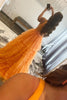 Load image into Gallery viewer, Orange Deep V-Neck Tiered Formal Dress