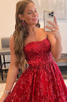 Load image into Gallery viewer, Sparkly Red Long Formal Dress with Pockets