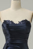 Load image into Gallery viewer, A Line Sweethaert Navy Blue Long Formal Dress with Split Front