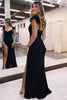 Load image into Gallery viewer, Black Sparkly Sheath Formal Dress with Slit