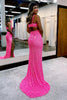 Load image into Gallery viewer, Hot Pink Sequins Hollow-Out Mermaid Formal Dress