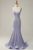 Load image into Gallery viewer, Lavender Rhinestone Spaghetti Straps Mermaid Formal Dress