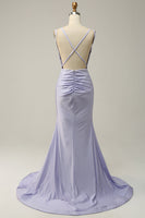 Load image into Gallery viewer, Lavender Rhinestone Spaghetti Straps Mermaid Formal Dress