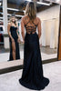 Load image into Gallery viewer, Spaghetti Straps Satin Black Formal Dress with Slit