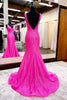 Load image into Gallery viewer, Hot Pink Mermaid Formal Dress With Wateau Train