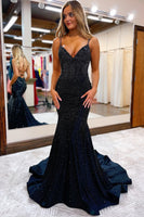 Load image into Gallery viewer, Hot Pink Sequined Spaghetti Straps Formal Dress