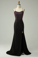 Load image into Gallery viewer, Dark Purple Lace-Up Back Mermaid Formal Dress with Beading