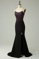 Load image into Gallery viewer, Dark Purple Lace-Up Back Mermaid Formal Dress with Beading
