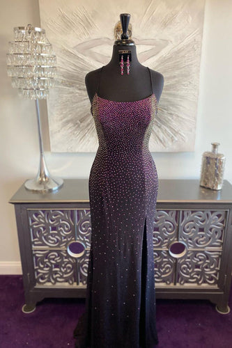 Dark Purple Lace-Up Back Mermaid Formal Dress with Beading