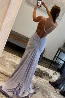 Sparkly Mermaid Spaghetti Straps White Sequins Long Formal Dress