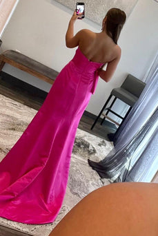 Sweetheart Hot Pink Long Formal Dress with Split Front