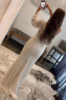Load image into Gallery viewer, White Sequins One Shoulder Formal Dress with Slit