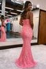 Load image into Gallery viewer, Blush Spaghetti Straps Sequins Mermaid Formal Dress