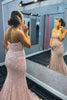 Load image into Gallery viewer, Mermaid Sweetheart Blush Sequins Long Formal Dress with Sweep Train