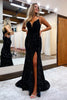 Load image into Gallery viewer, Black Lace-Up Back Sequis Mermaid Formal Dress with Slit