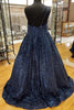 Load image into Gallery viewer, Blue One Shoulder A Line Sequins Formal Dress