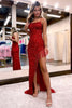 Load image into Gallery viewer, Sparkly Spaghetti Straps Burgundy Sequins Long Formal Dress with Fringes