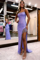 Load image into Gallery viewer, Sparkly Spaghetti Straps Lilac Sequins Long Formal Dress
