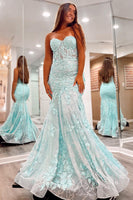 Load image into Gallery viewer, Green Strapless Mermaid Corset Formal Dress with Appliques