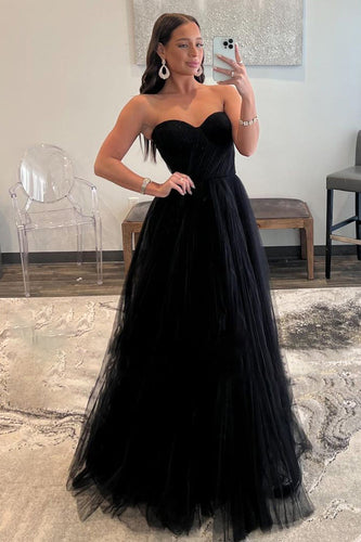 Black Sweetheart Tulle A-Line Formal Dress