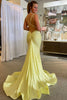 Load image into Gallery viewer, Sparkly Mermaid Spaghetti Straps Yellow Sequins Long Formal Dress