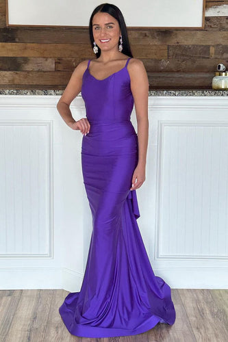 Purple Mermaid Long Formal Dress with Ruffles