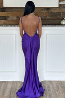 Load image into Gallery viewer, Purple Mermaid Long Formal Dress with Ruffles