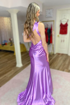 Mermaid One Shoulder Purple Long Formal Dress