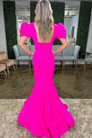 Load image into Gallery viewer, Hot Pink Mermaid Deep V Neck Long Formal Dress with Slit