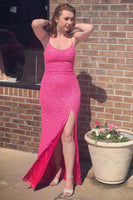 Load image into Gallery viewer, Mermaid Sparkly Pink Sequins Long Formal Dress with Slit