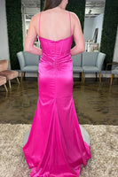 Load image into Gallery viewer, Mermaid Spaghetti Straps Hot Pink Corset Long Formal Dress with Tassel