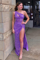 Load image into Gallery viewer, Sparkly Lilac Sequins Cut-Out Long Formal Dress