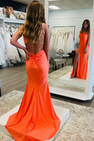 Load image into Gallery viewer, Orange Mermaid One Shoulder Open Back Long Formal Dress with Slit