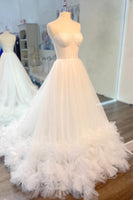 Load image into Gallery viewer, White Corset A-Line Sweetheart Long Formal Dress with Ruffles