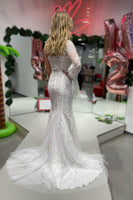 Load image into Gallery viewer, Mermaid One Shoulder White Long Formal Dress with Slit