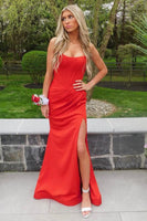 Load image into Gallery viewer, Mermaid Strapless Red Corset Formal Dress with Slit