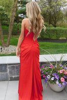 Load image into Gallery viewer, Mermaid Strapless Red Corset Formal Dress with Slit