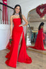 Load image into Gallery viewer, Mermaid Strapless Red Long Formal Dress with Slit