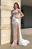Load image into Gallery viewer, Mermaid Sweetheart Beaded White Corset Formal Dress with Slit